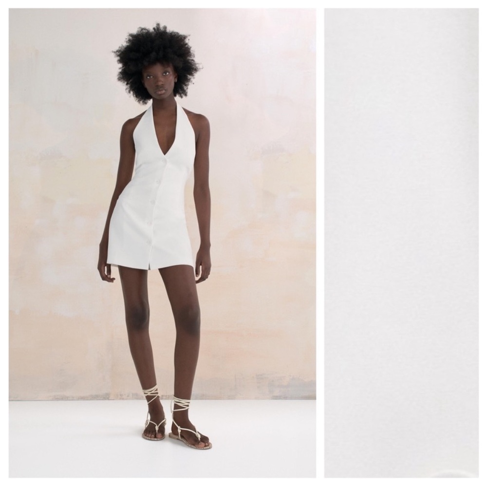Zara white halter waistcoat mini dress